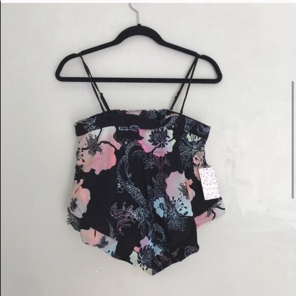 FREE PEOPLE Floral Handkerchief Hem Top Blouse Boho Tank Asymmetrical - Picture 3 of 7